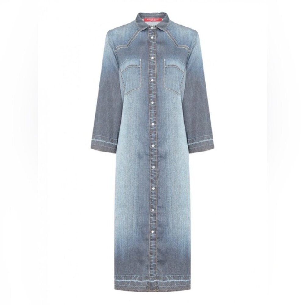 MARINA RINALDI sport denim print dress 10 Euc - Picture 1 of 15